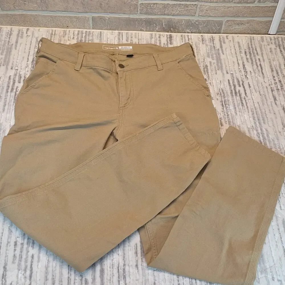 Carhartt Women's Carpenter Pants Tan Original Fit Straight Leg Sz 14 - Picture 3 of 13